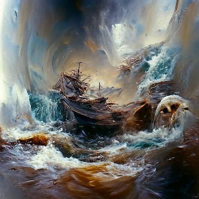 Maelstrom: Dynamic Oil Painting of Ocean Depths