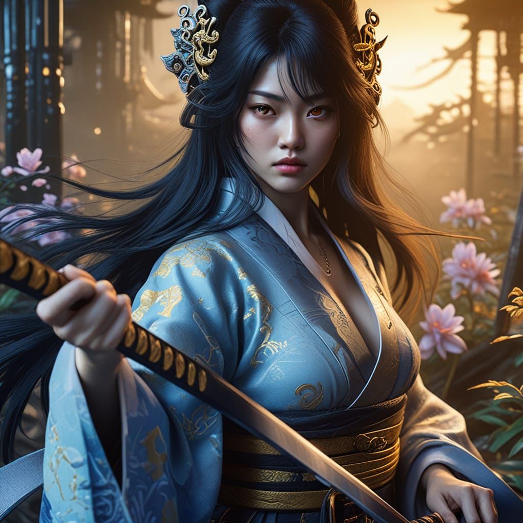 Hiperdetailed, Kunoichi black hair whit brown eyes