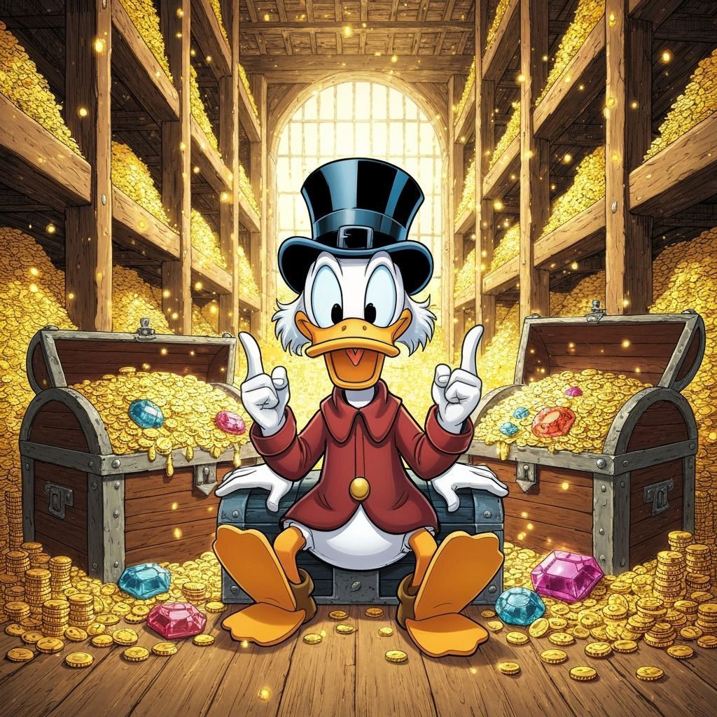 Scrooge McDuck Amidst Glittering Treasure Trove