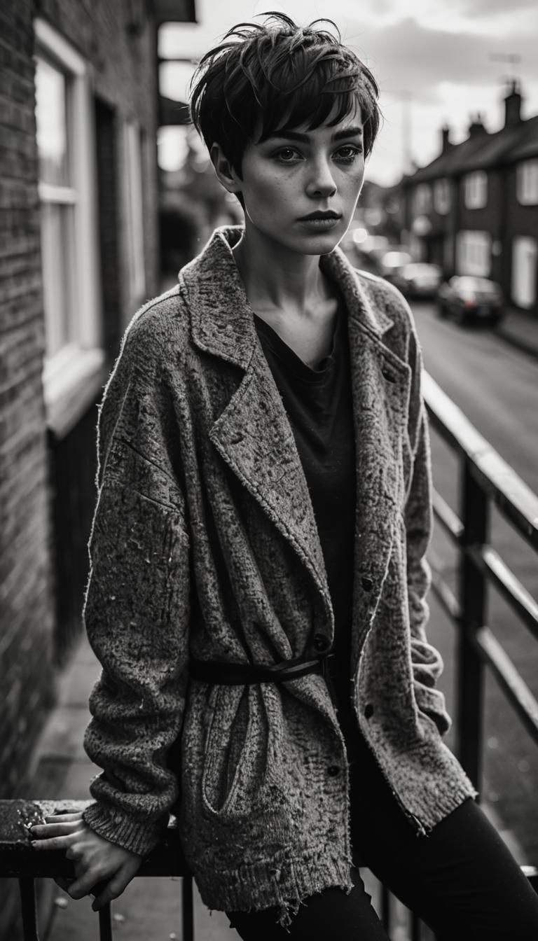 Moody brunette actress,