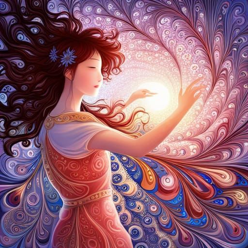 Dreamlike Suminagashi Art with Dancing Silhouettes