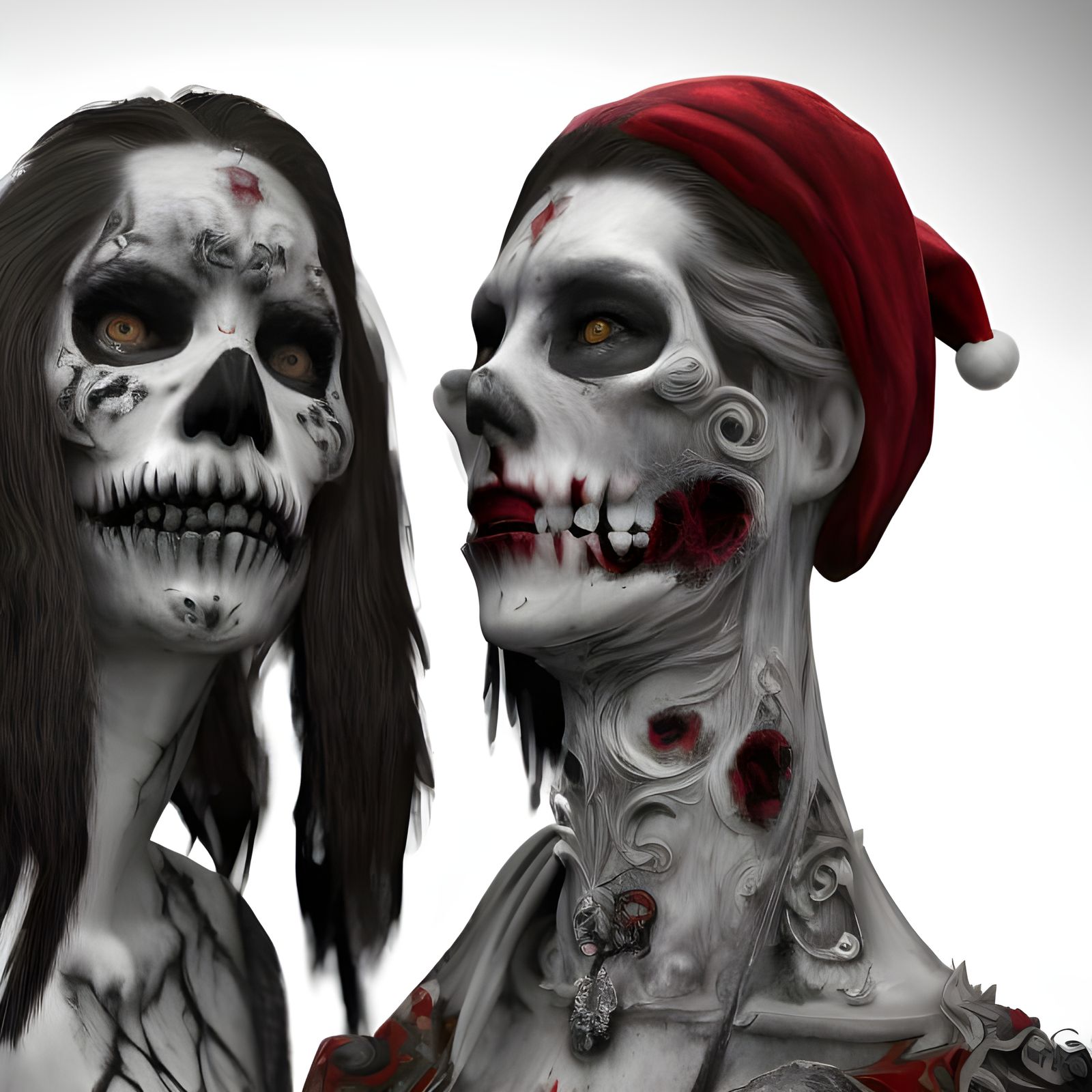 Santa Muerte and Hellhounds Portrait in Dark Fantasy Art