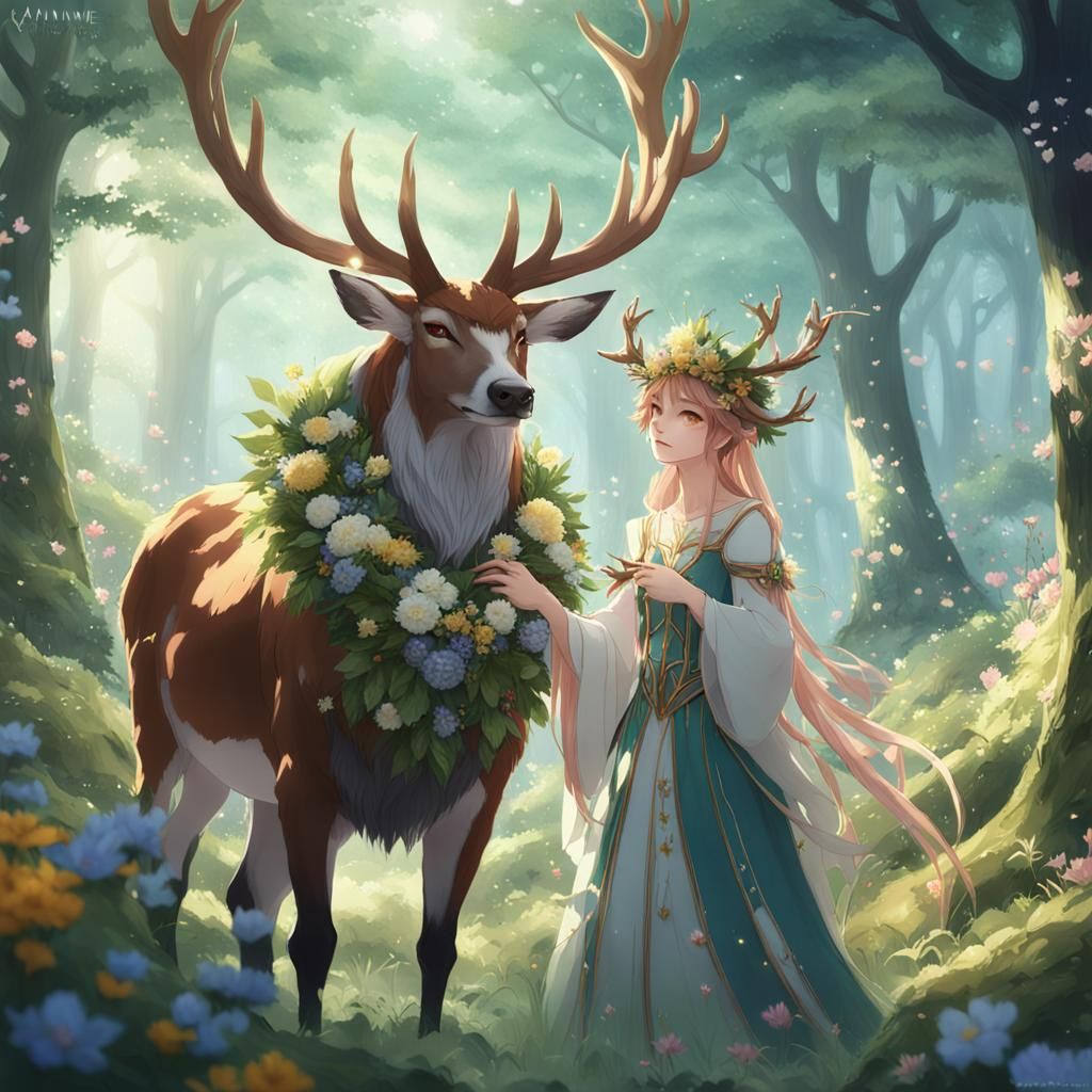 Oberon and Titania Stroll in Enchanted Forest