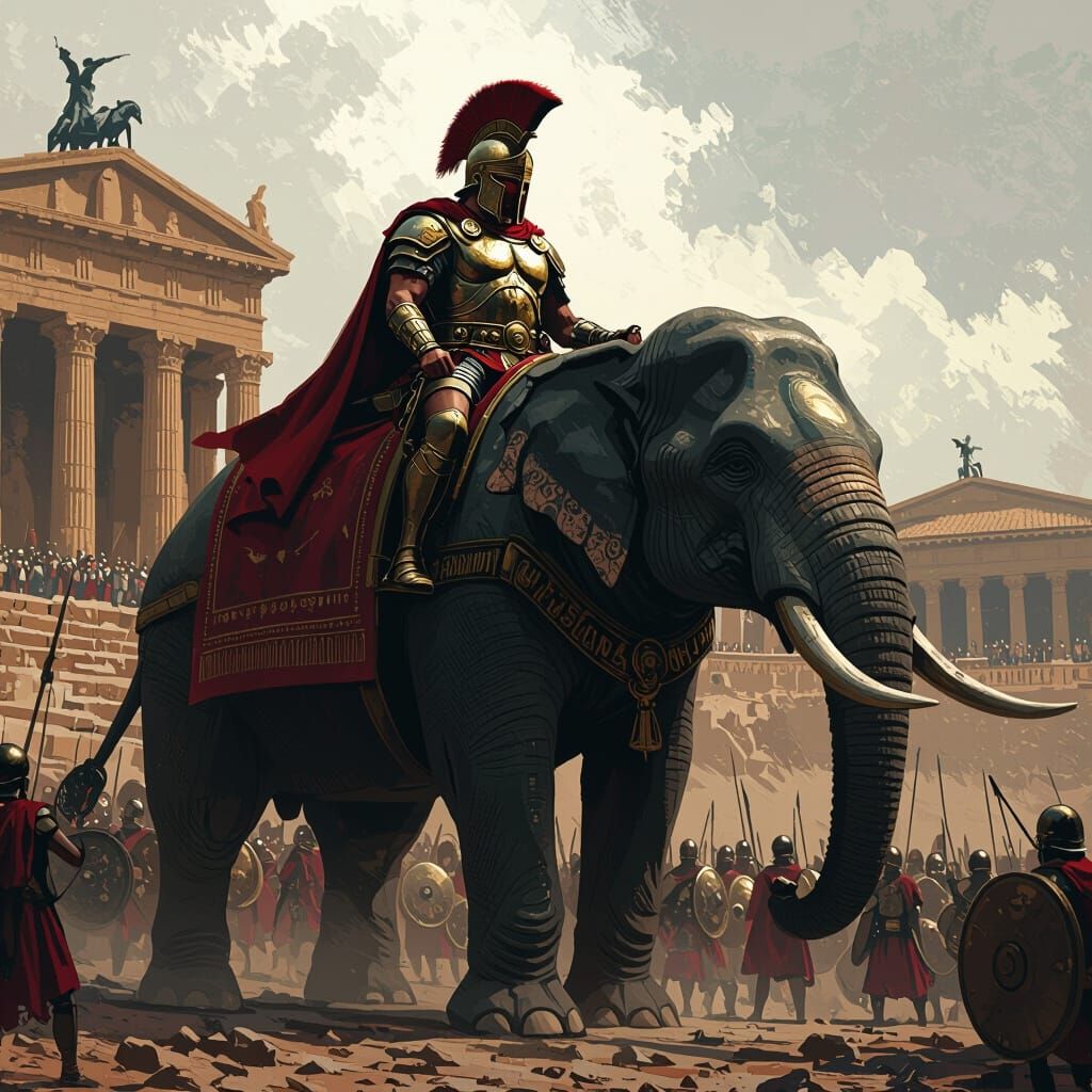 Hannibal Besieges Rome in Futuristic Style