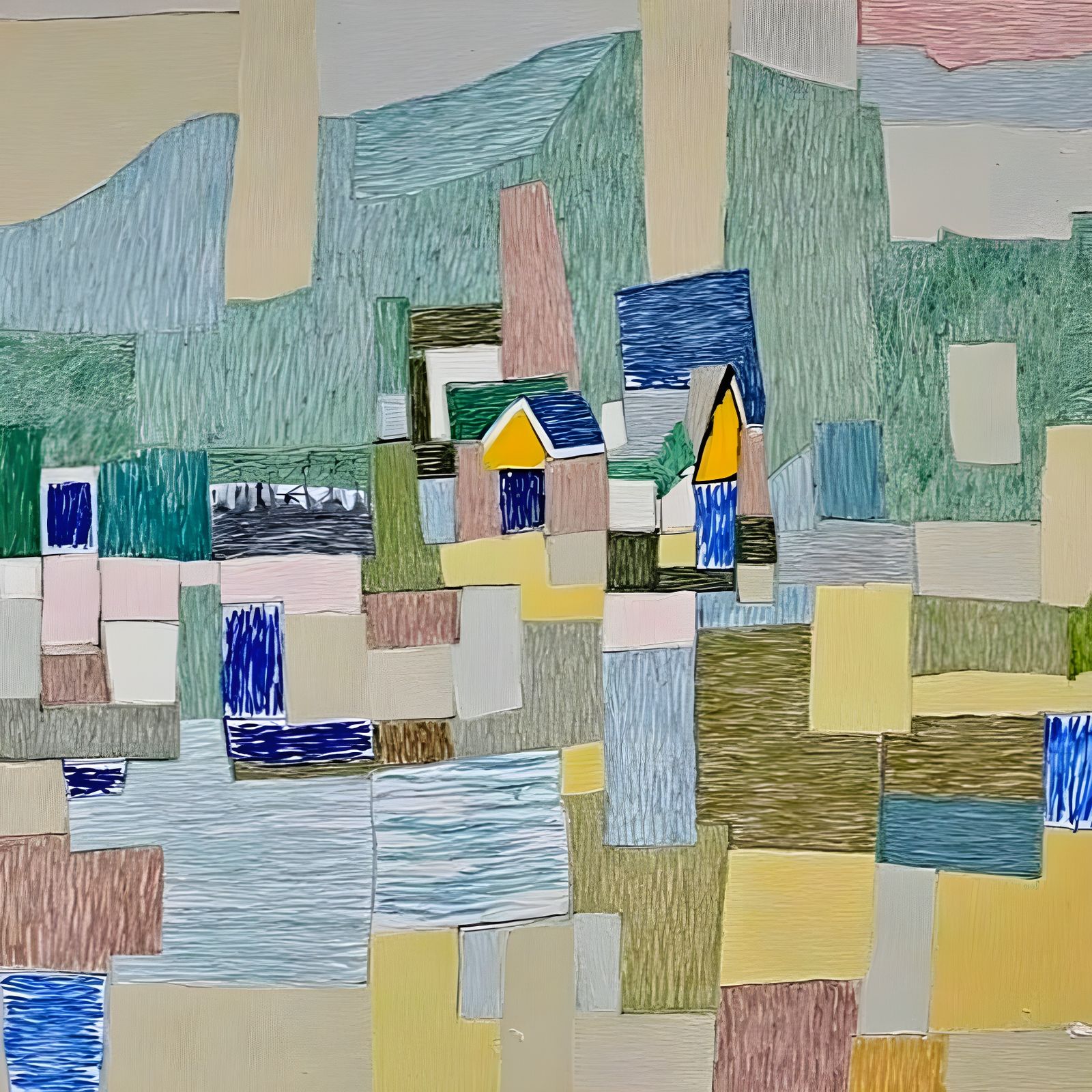 Abstract Harbor Village in Rich Colors