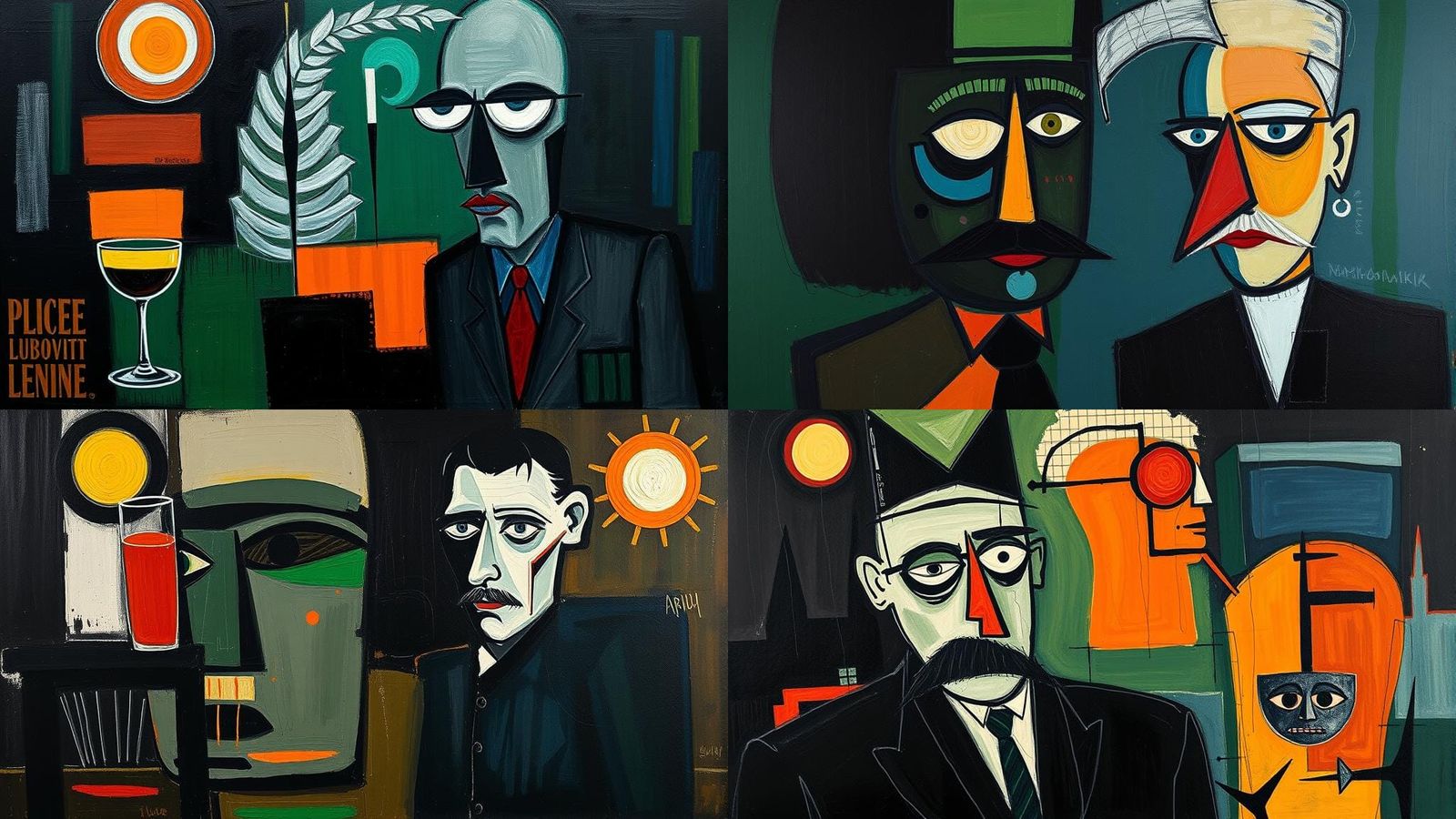 Expressionistic Lebowski with White Russian in Dark Shades