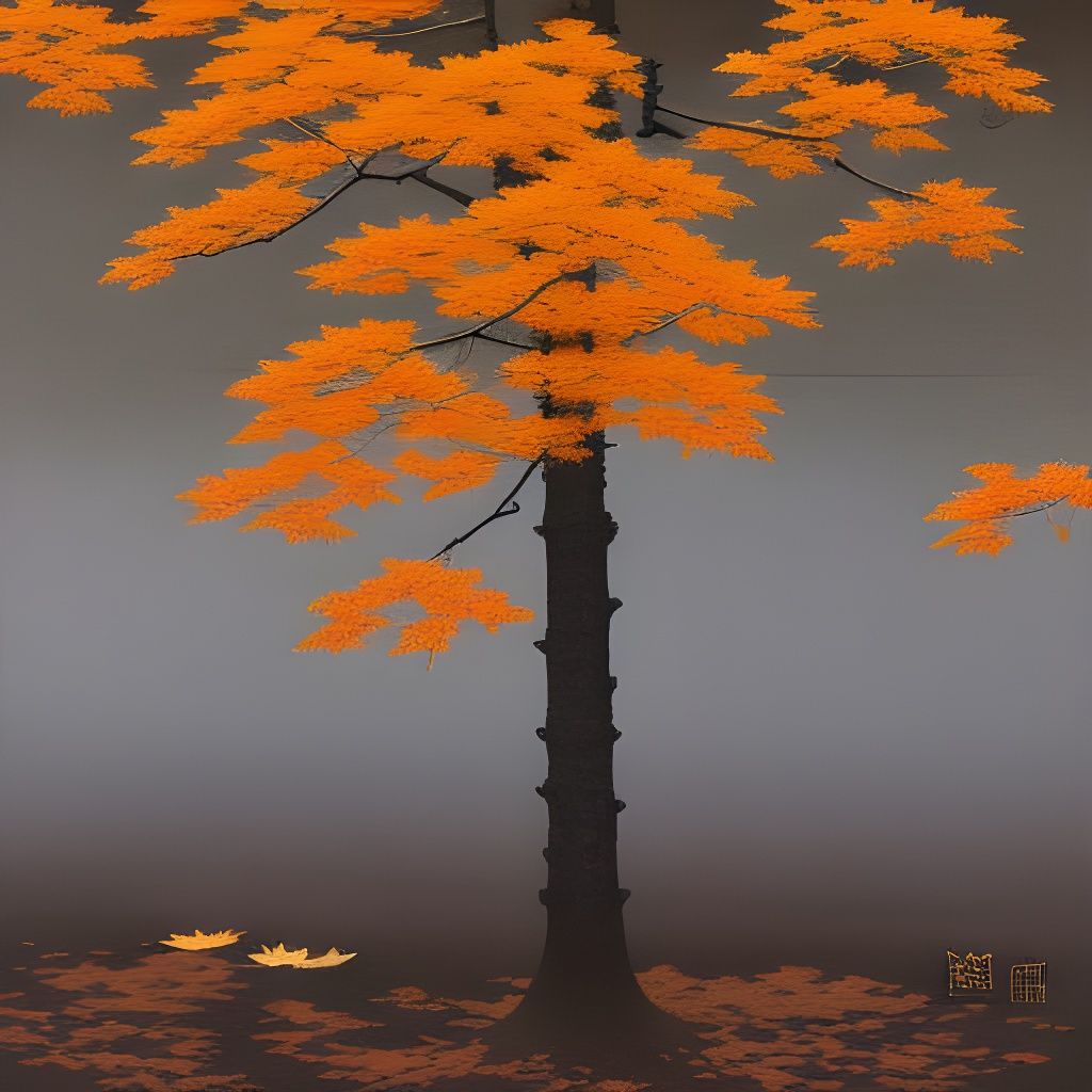 Maple Leaves in Contrasting Artistic Styles