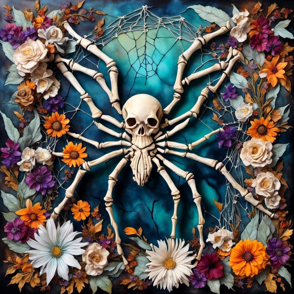 Mural with Dreamcatcher Elements and Dried Botanicals