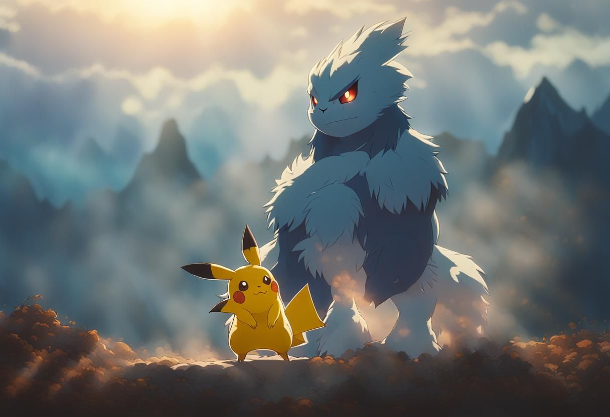 Gigantic Pokémon on Misty Mountain Peak