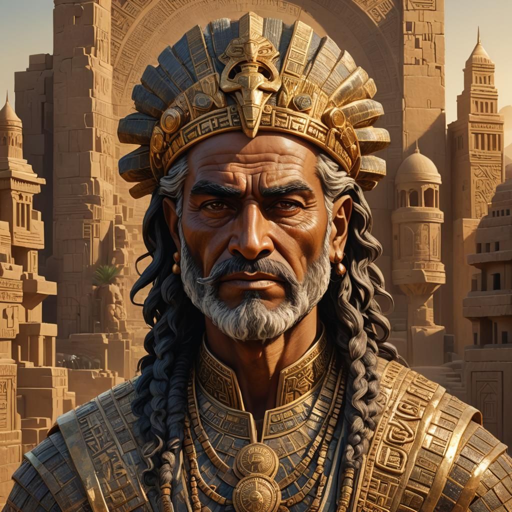 Ethereal Portrait of Mesopotamian Medicine Demon in Babyloni...