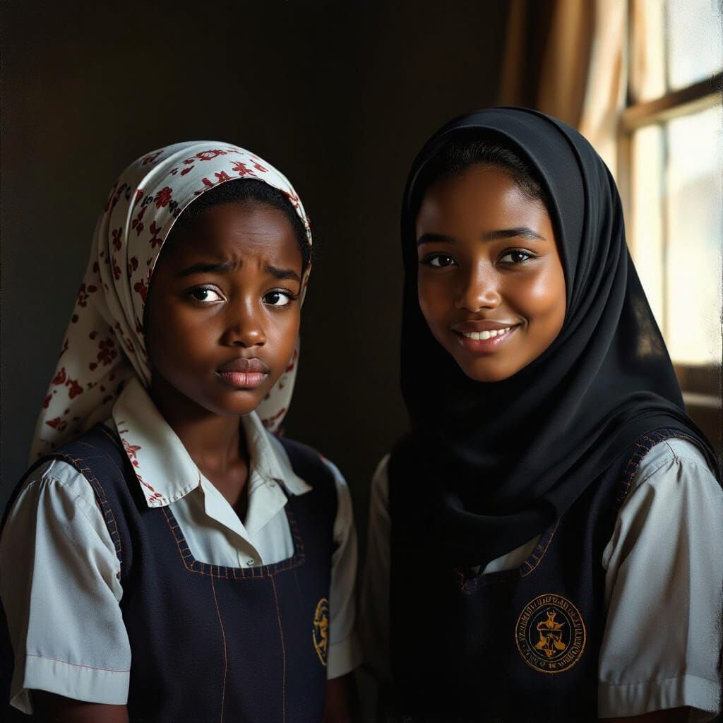 African School Girls Portrait in Documentary Style