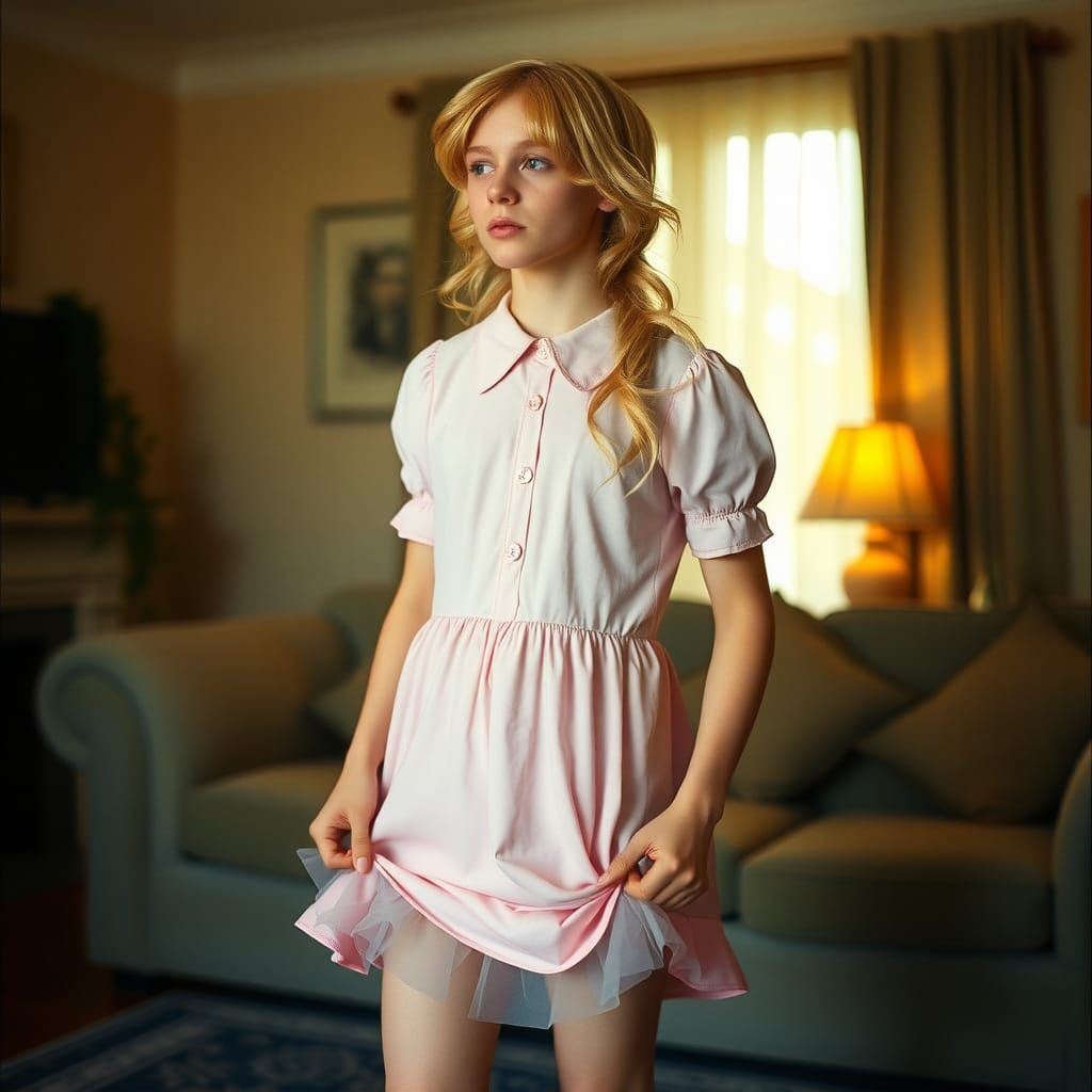 Boy in Babydoll Dress: Cinematic Film Still
