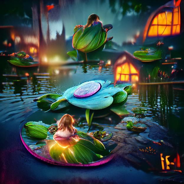 Enchanted Lily Pads and Night Fairies