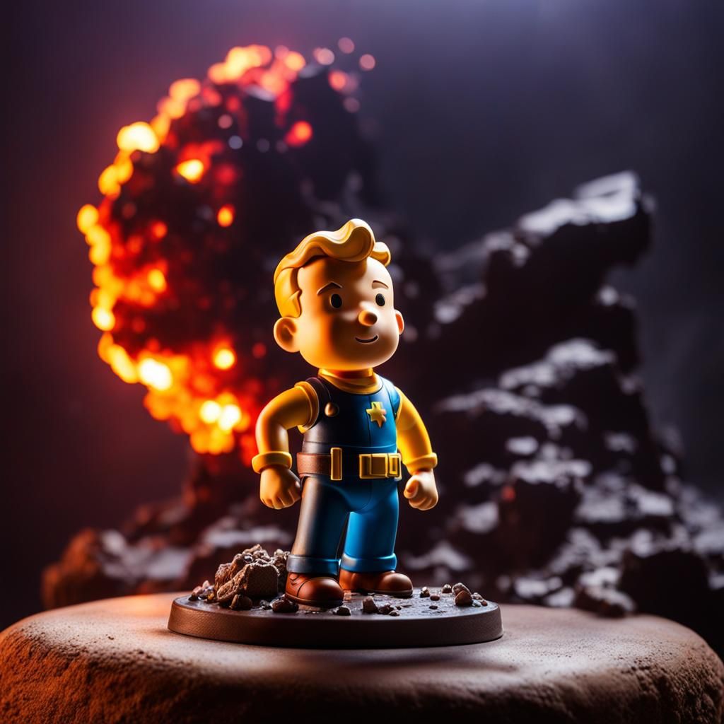Vault Boy Figure with Atomic Explosion