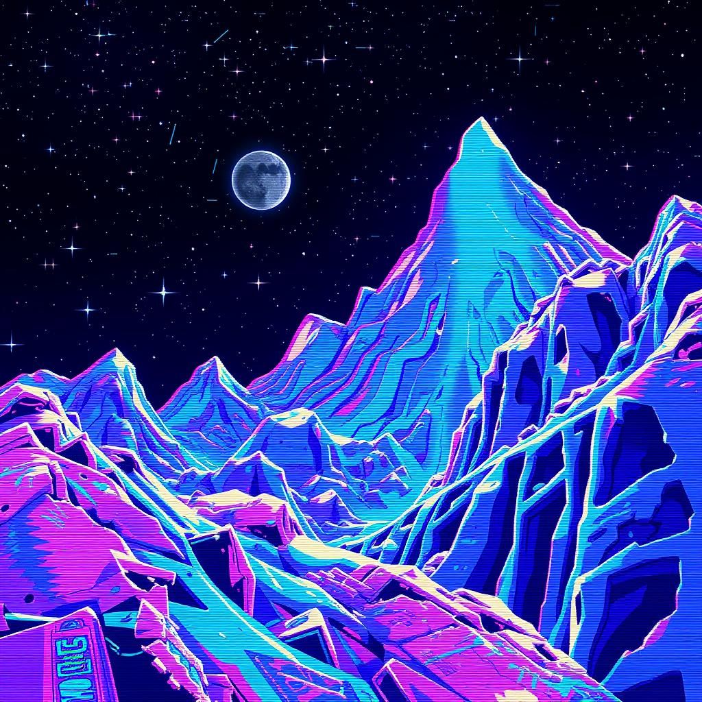 Abstract Indigo Constellation with Glitch Effects