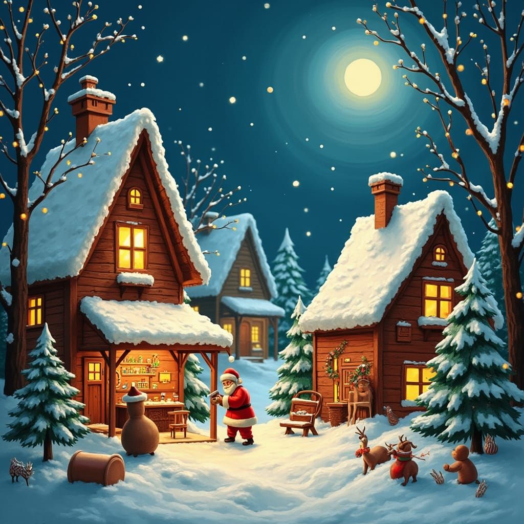 Santa's Workshop in Pop-Up Book Style