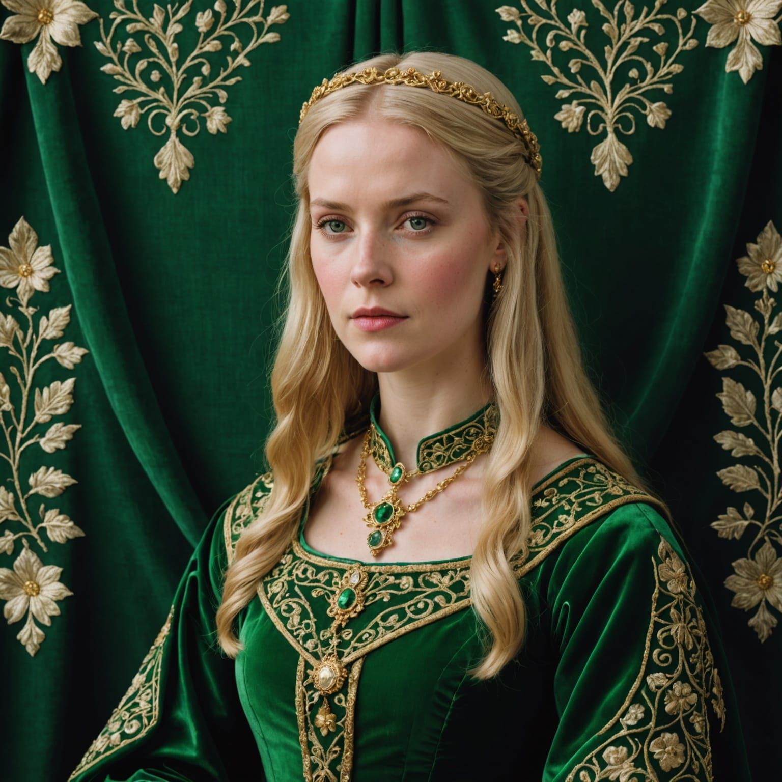 Medieval Irish Noblewoman in Green Silk