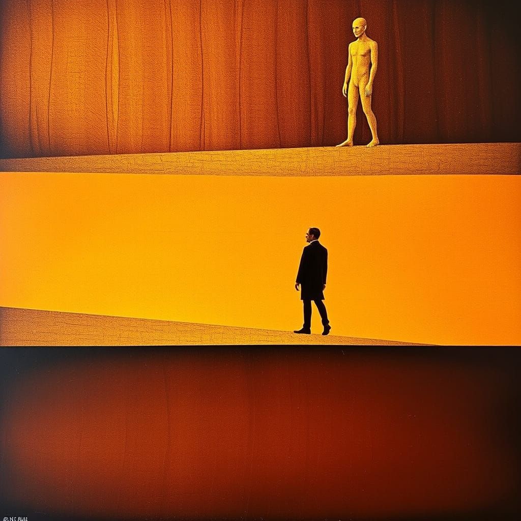 Brown and Orange Artwork in Minimalist Style