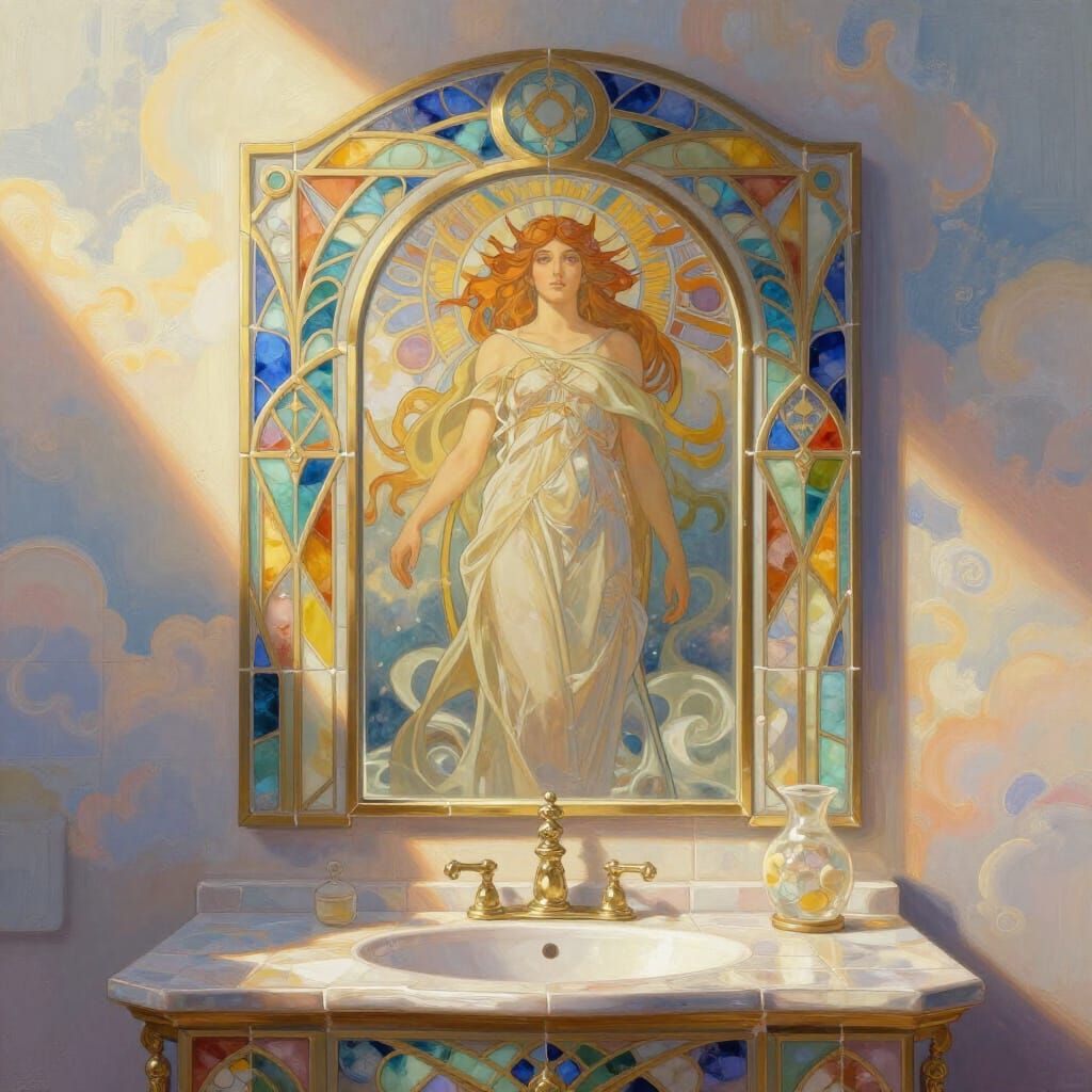 Art Deco Mosaic Mirror in Heavenly Light
