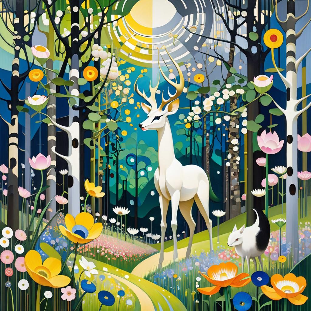 Blossoming Alien Landscape in Early 20th Century Style