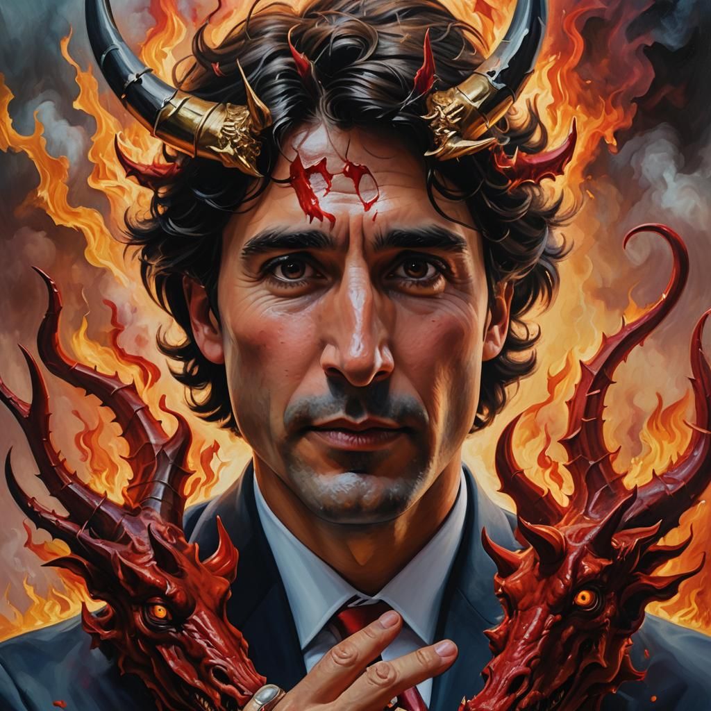 Surreal Demon in Vibrant Oil Painting