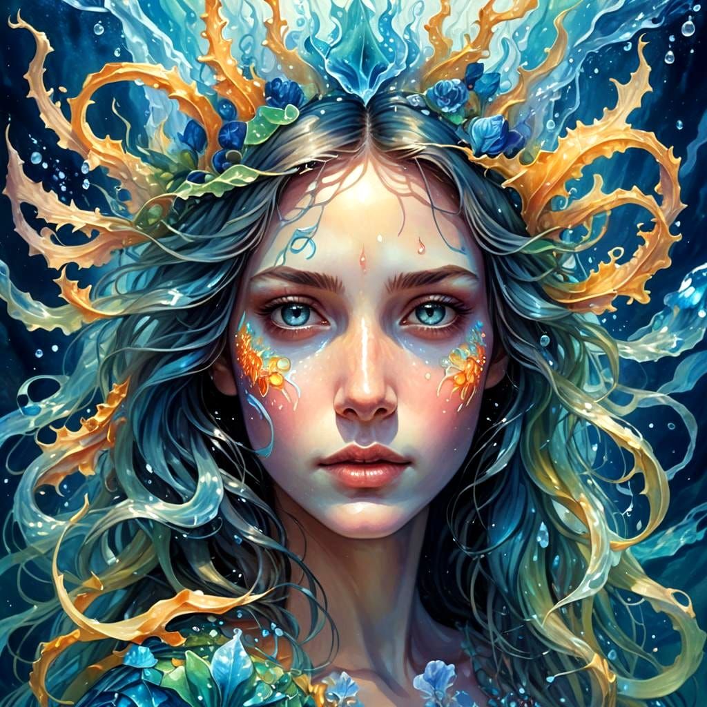 Fantastical Water Elemental in Detailed Matte Painting