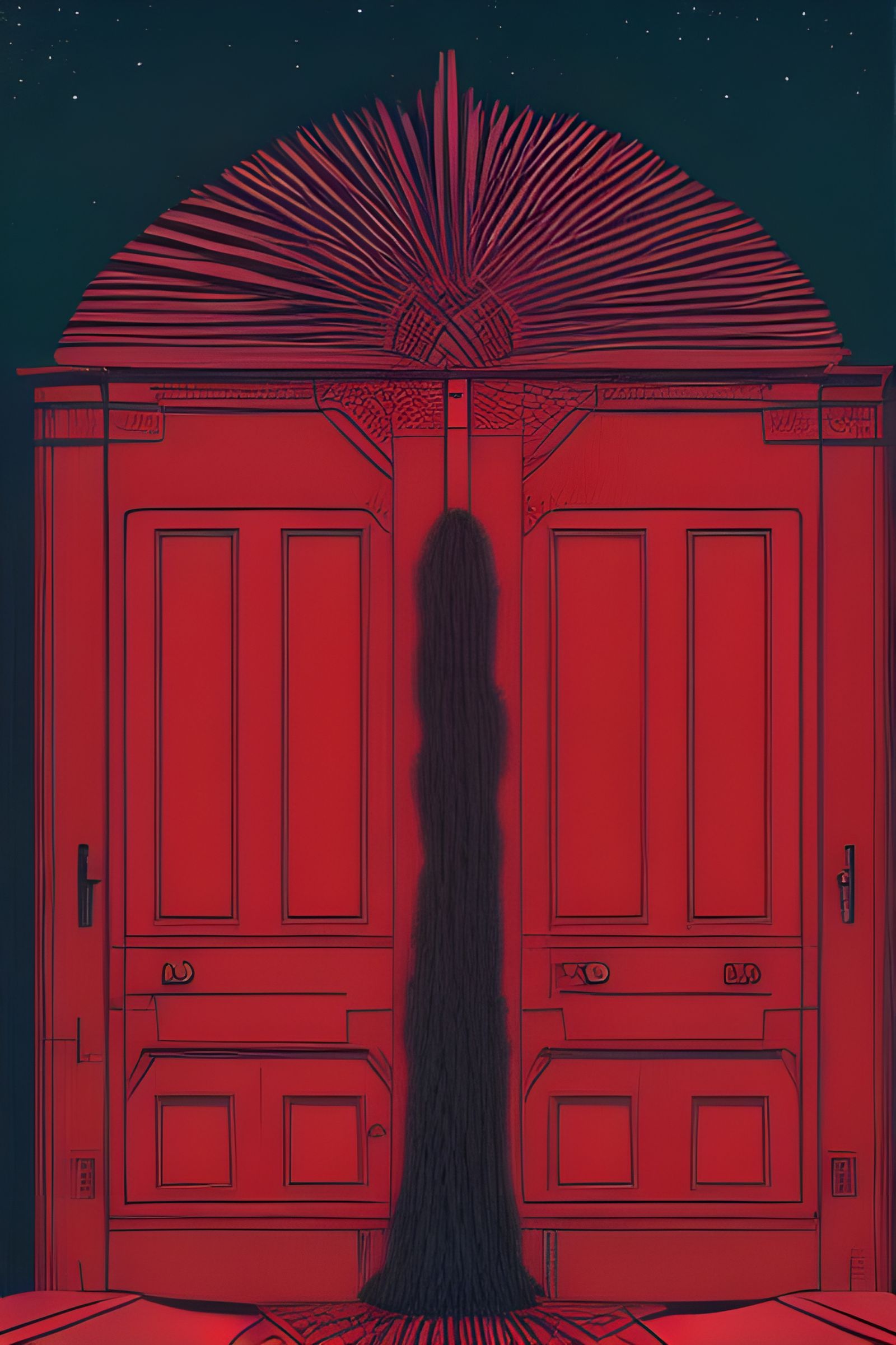 Mythic Red Door: Surreal Digital Illustration
