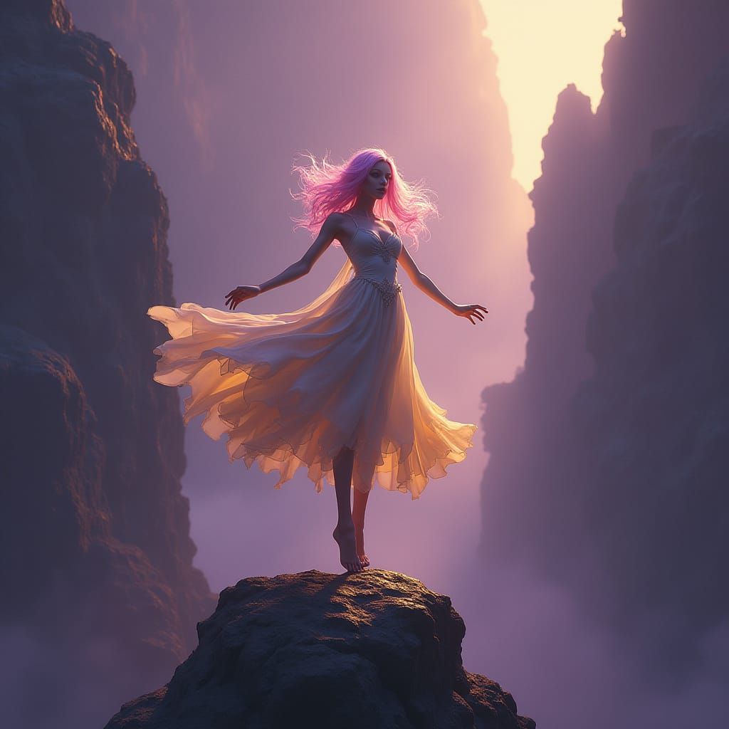 Albino Elf Dancing: Dark Fantasy Concept Art