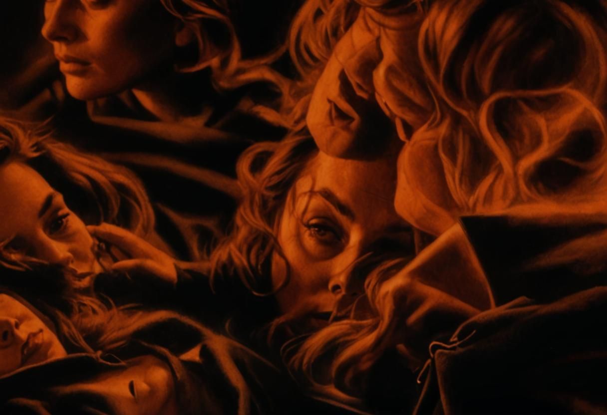 Alain Delon and Women: Charcoal Drawing Portrait