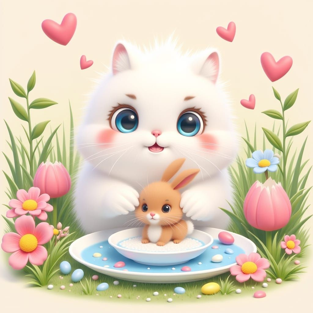 Whimsical Easter Fantasy with Fluffy Creature