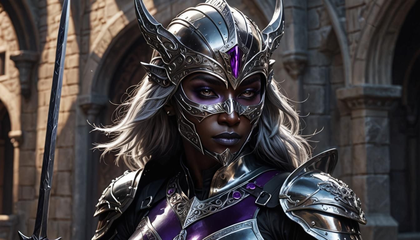 Hyper-Realistic Drow Warrior in Silver Armor