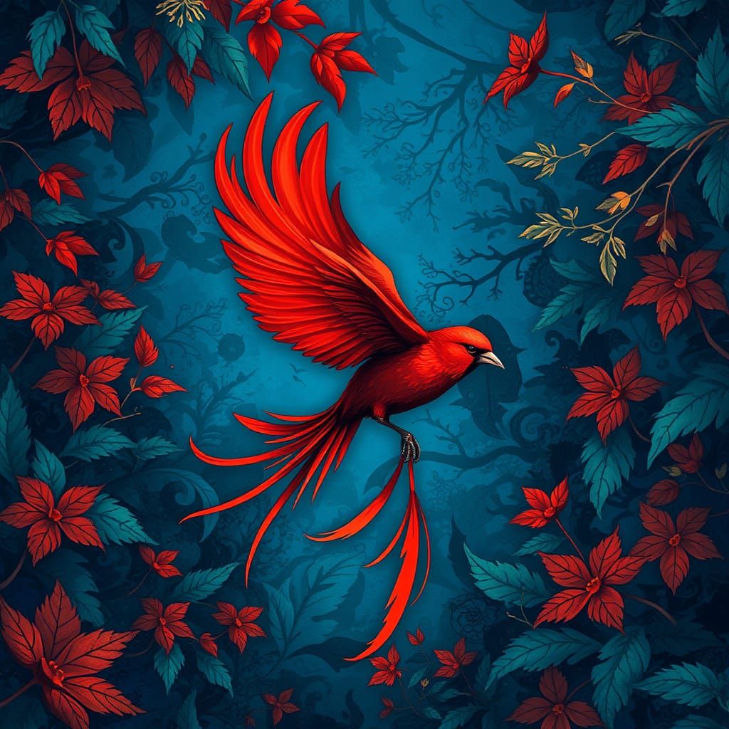 Fantasy Bird in Whimsical Landscape