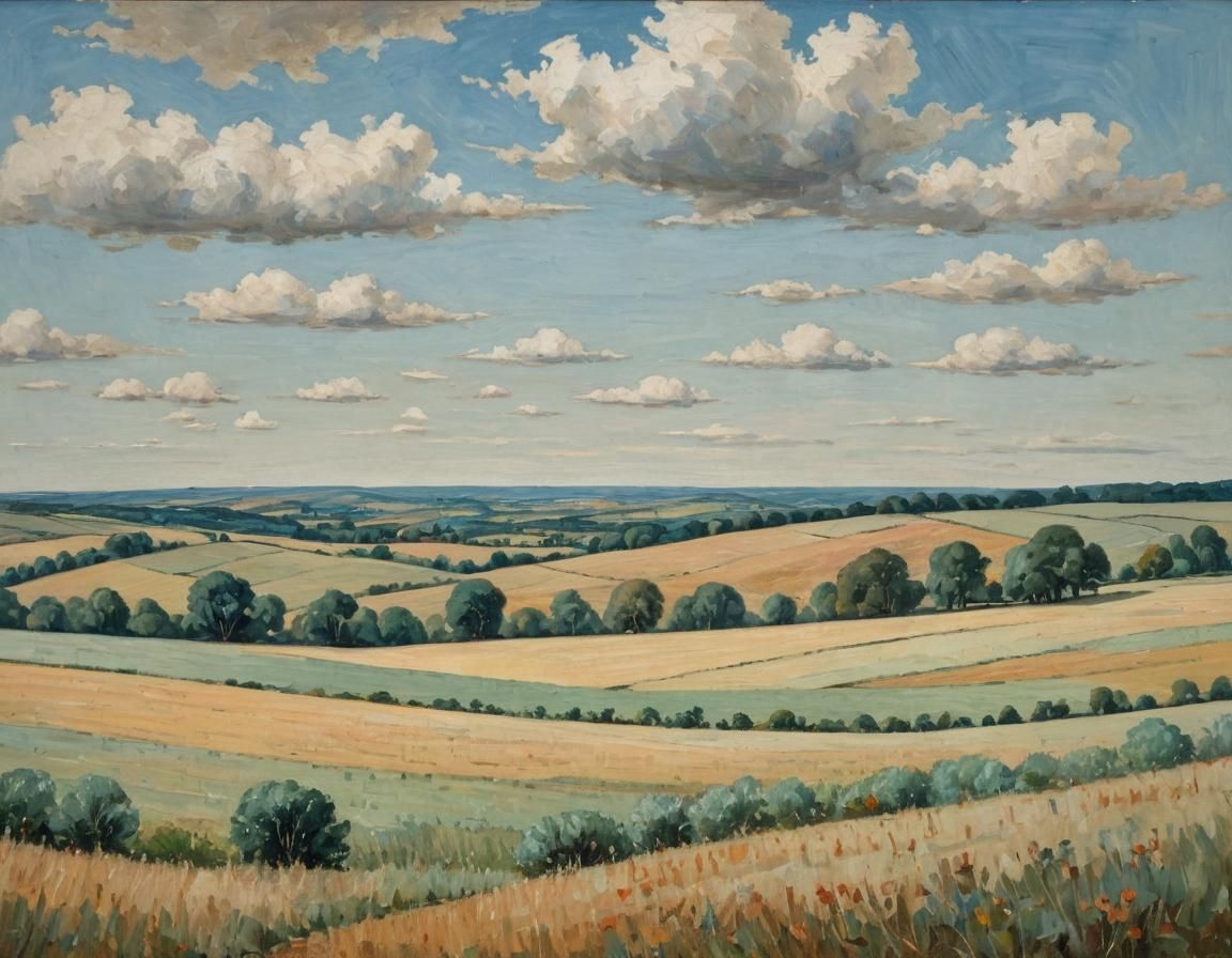 Impressionist Landscape Painting with Earthy Tones