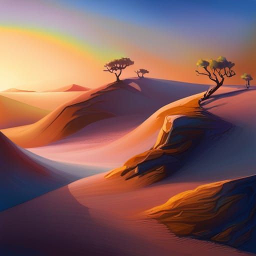 Hyperrealistic Desert Shadows in Splash Art Style