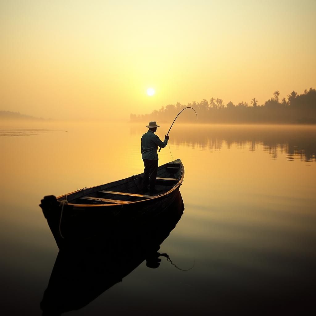 Fisherman at Dawn: A Film Noir Inspired Scene