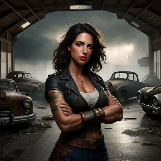 Steampunk Garage Portrait of a Mechanic Girl