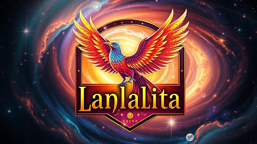 Phoenix Logo Soaring Through Galaxies in Fantasy Art