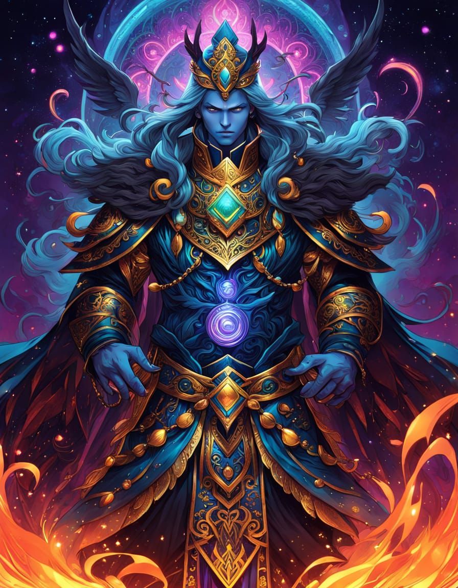 Golden Pointillism Art: Gentle Fantasy Hybrid with Elegant T...