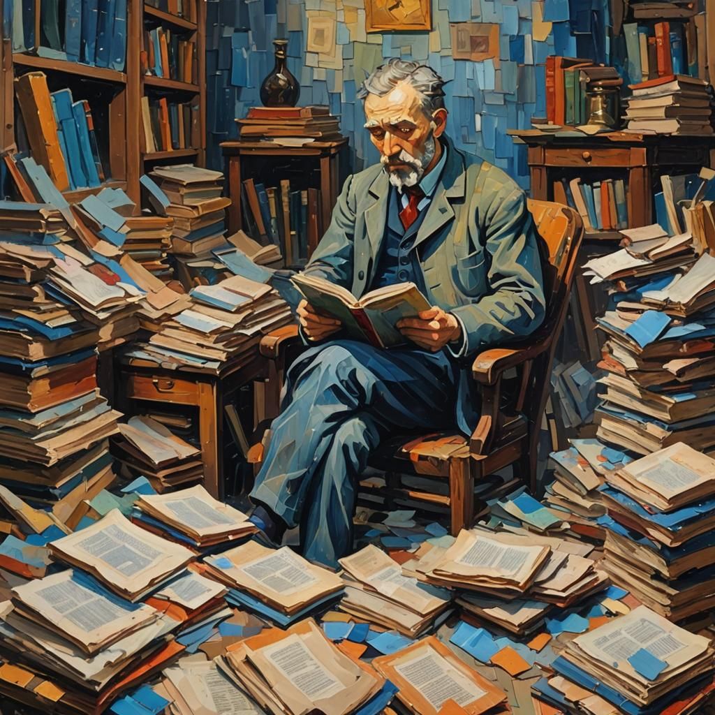 Forgotten Author in Neo-Impressionistic Oil Painting