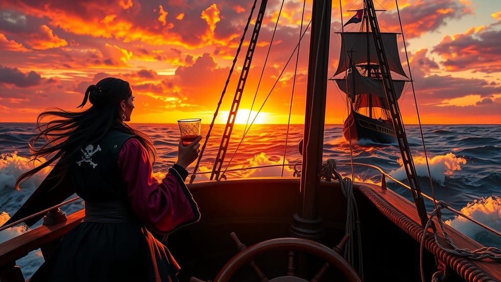Pirate Captain Maverick Blackwood Stands Tall Amidst Sunset ...