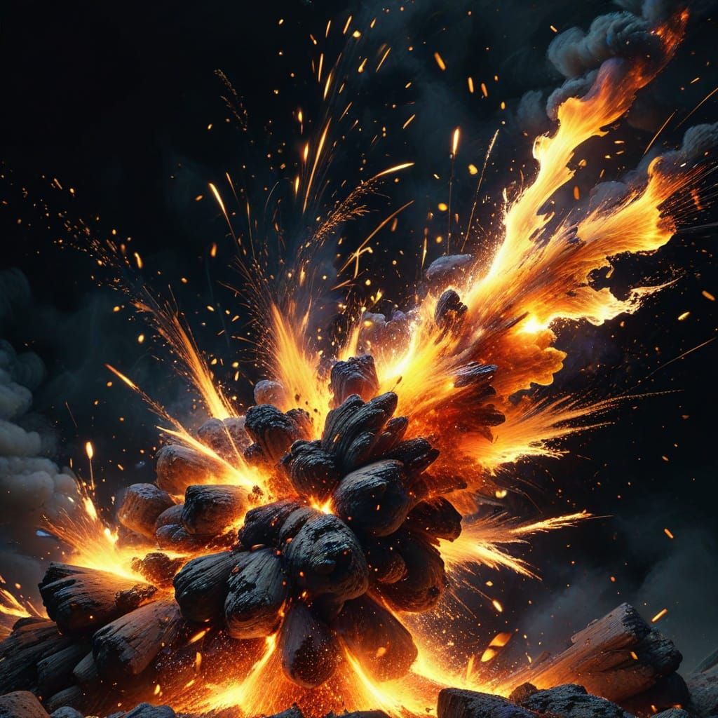 Explosive Fire and Fireworks in Vibrant Digital Art