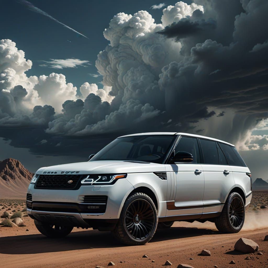 White Range Rover Concept Art with Adidas Logo