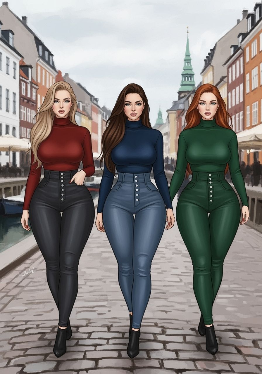 Elegant Danish Women in Dreamlike Copenhagen Painting