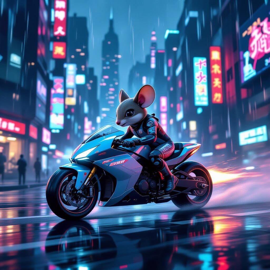 Mouse Racer in Neon City