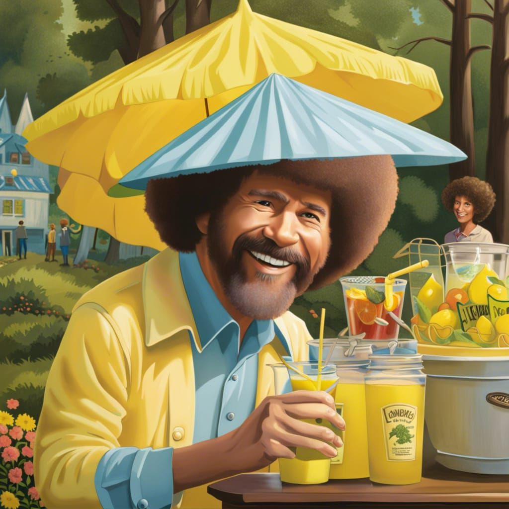 Bob Ross Style Lemonade Stand Painting