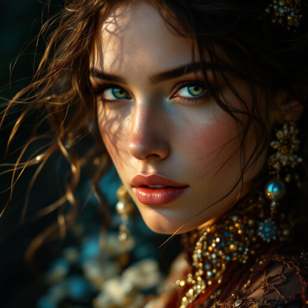 Woman's Choice: Freedom vs. Love, in Art Nouveau Style