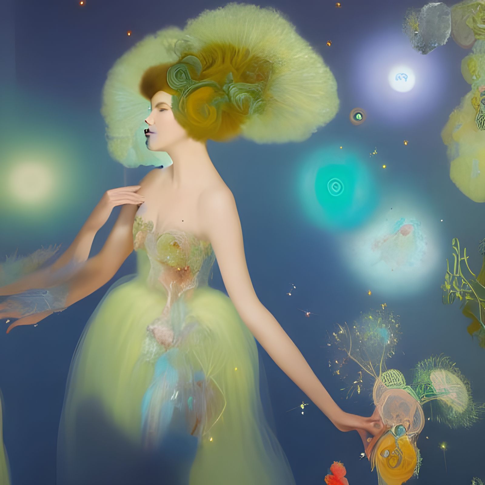 Fashionable Woman in Art Museum, Digital Art