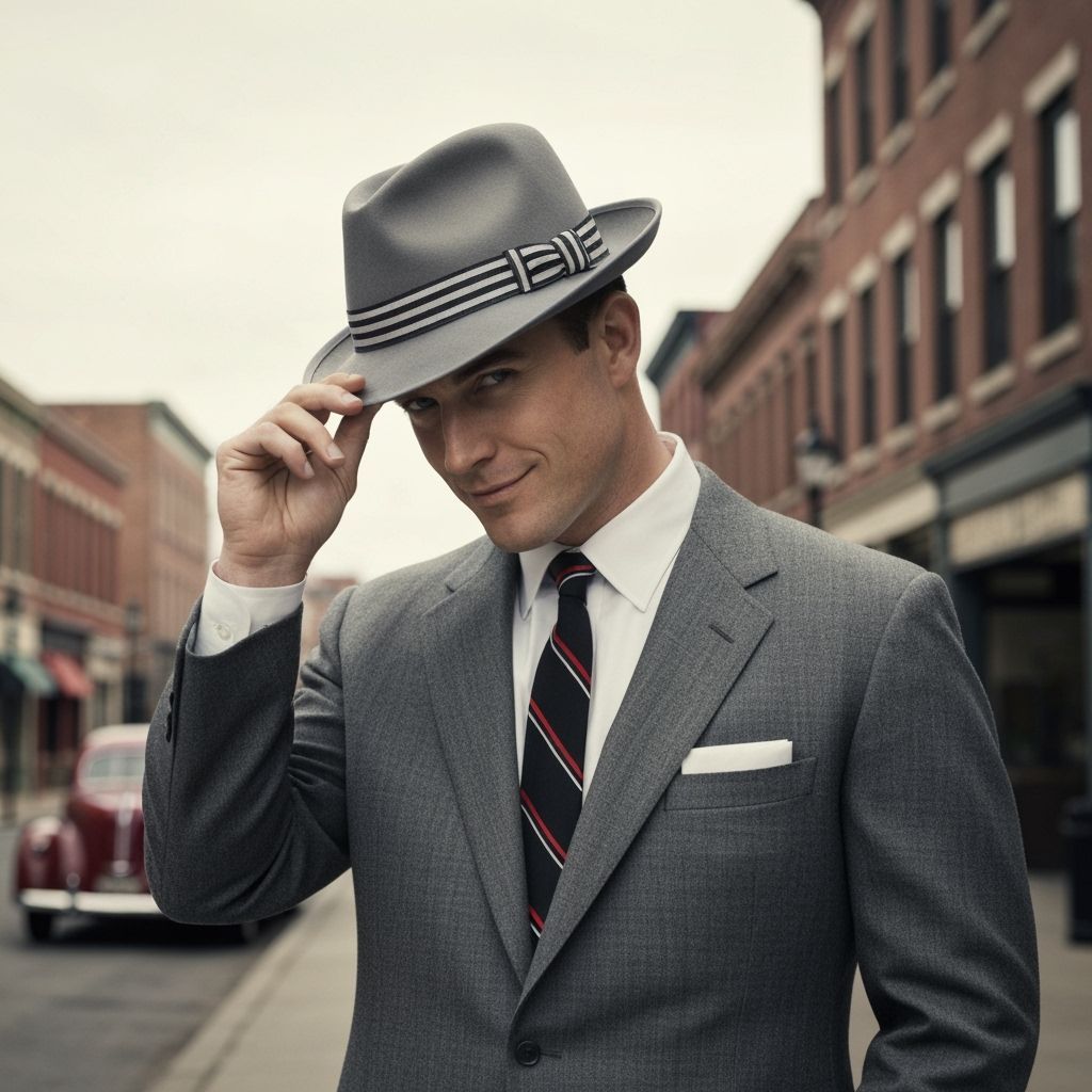Dapper Man in Fedora, Vintage Urban Scene
