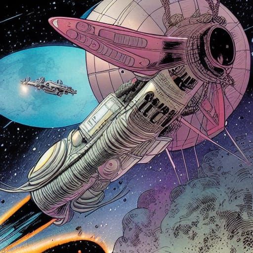 Aliens Battle in Space: Comic Book Art