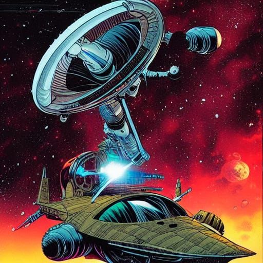 Aliens Battle in Space: Comic Book Art